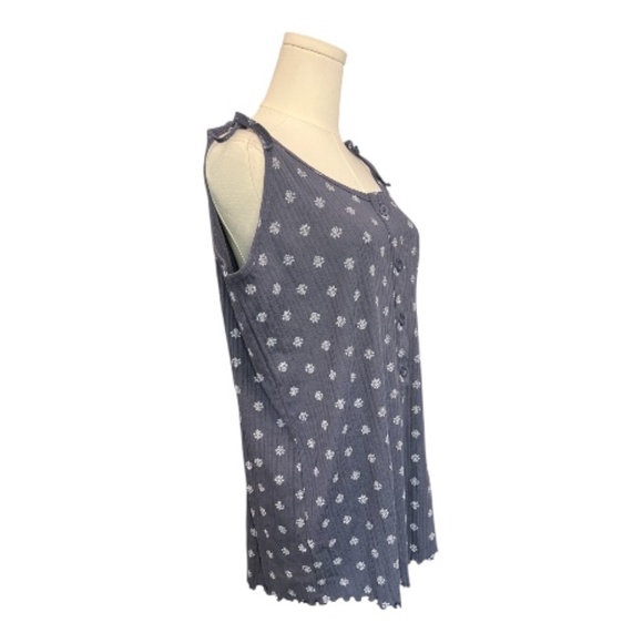 ✨ GUC Old Navy Tie Shoulder Pointelle Henley Pajama Romper | Size L - Picture 4 of 7